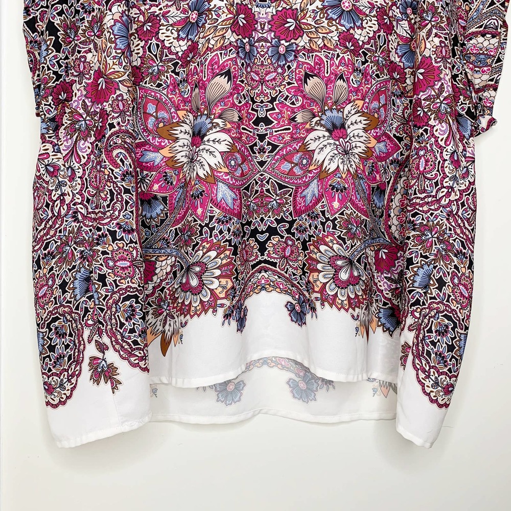 Norm Thompson Floral Print Fuchsia Blouse Sz 1X - Picture 3 of 8